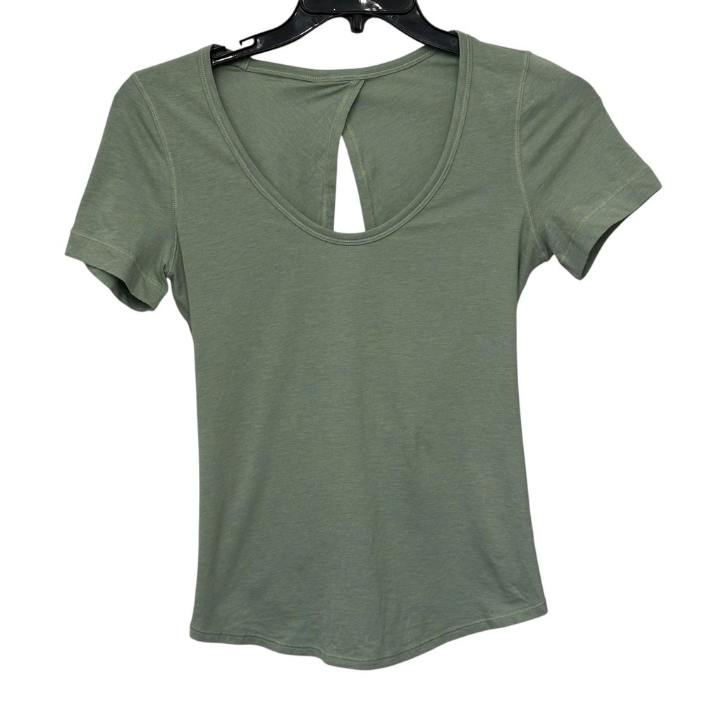 Lululemon Find Your Twist Short Sleeve Shirt Women Size 8 Open Green‎ Lycra